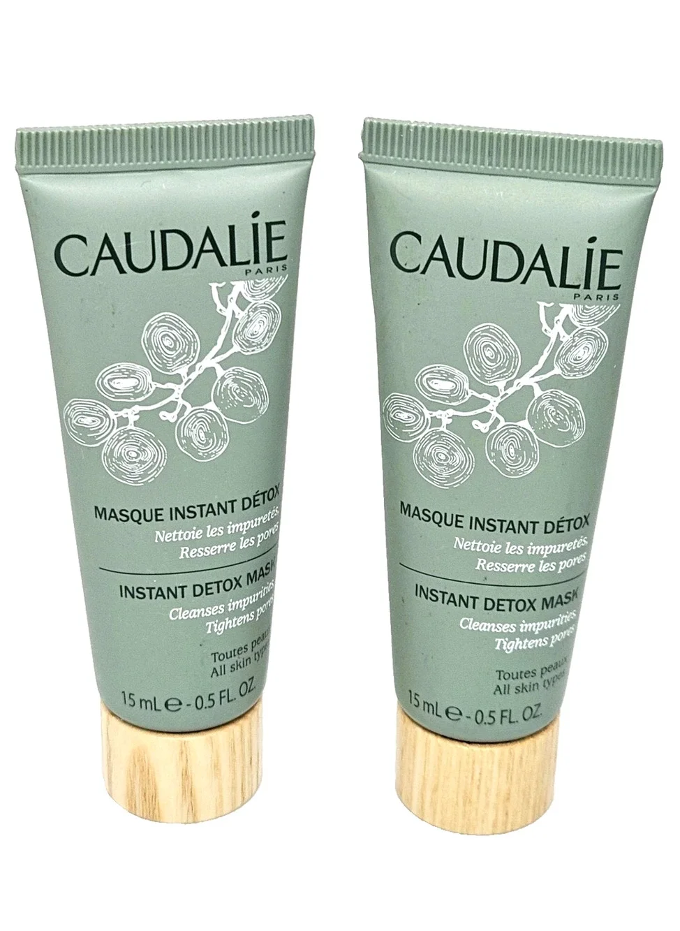 2x Caudalie Instant Detox Mask Travel Size 0.5floz Each SEALED, Tightens Pores